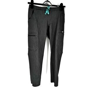 Figs medical scrubs, charcoal, gray  Joggers with Teal Accent